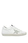 Golden Goose Кеды женские кожаные с серыми звездами белые - логотип. кожа. шнуровка. Страна производитель: Италия. Уход: специализированная чистка - фото 1
