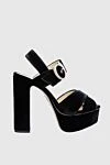 Charlotte Olympia Black leather and viscose sandals for women - metal buckle. genuine leather, viscose. buckle. Heel: 14 cm. 6 cm. Country of manufacture: Italy. Care: specialized cleaning - photo 1