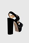 Black leather and viscose sandals for women Charlotte Olympia - metal buckle. genuine leather, viscose. buckle. Heel: 14 cm. 6 cm. Country of manufacture: Italy. Care: specialized cleaning - photo 4