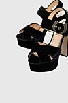 Charlotte Olympia Black leather and viscose sandals for women - metal buckle. genuine leather, viscose. buckle. Heel: 14 cm. 6 cm. Country of manufacture: Italy. Care: specialized cleaning - photo 5