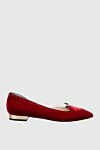 Charlotte Olympia Туфли из вискозы и кожи красные женские - тиснение логотипа. натуральная кожа, вискоза. Страна производитель: Италия. Уход: специализированная чистка - фото 1