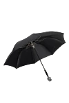 Polyester umbrella black for men Pasotti - the handle is decorated with a horse's head. automatic. 100% polyester. Country of manufacture: Italy. Care: specialized cleaning - photo 2