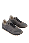 Brunello Cucinelli Gray leather sneakers for women - contrasting inserts, stitching. leather. lacing. Country of origin: Italy. Care: specialized cleaning - photo 3