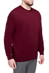 Cesare di Napoli Wool jumper burgundy for men - 100% wool. Country of origin: Italy. Care: specialized cleaning - photo 3