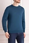 Cesare di Napoli Wool jumper blue for men - 100% wool. Country of origin: Italy. Care: specialized cleaning - photo 3