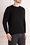 Cesare di Napoli Black wool jumper for men - 100% wool. Country of origin: Italy. Care: specialized cleaning - photo 3