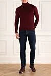 Men's wool golf burgundy Cesare di Napoli - High neck. 100% wool. Country of manufacture: Italy. Care: specialized cleaning - photo 2