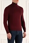 Cesare di Napoli Men's wool golf burgundy - High neck. 100% wool. Country of manufacture: Italy. Care: specialized cleaning - photo 3