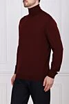 Cesare di Napoli Men's wool golf burgundy - High neck. 100% wool. Country of manufacture: Italy. Care: specialized cleaning - photo 3