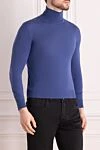 Cesare di Napoli Men's blue wool golf - High neck. 100% wool. Country of manufacture: Italy. Care: specialized cleaning - photo 3