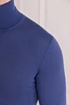 Cesare di Napoli Men's blue wool golf - High neck. 100% wool. Country of manufacture: Italy. Care: specialized cleaning - photo 5