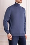 Cesare di Napoli Men's blue wool golf - High neck. 100% wool. Country of manufacture: Italy. Care: specialized cleaning - photo 3