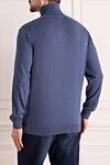 Men's blue wool golf Cesare di Napoli - High neck. 100% wool. Country of manufacture: Italy. Care: specialized cleaning - photo 4