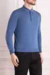 Cesare di Napoli Wool long sleeve polo blue for men - Long sleeve. 100% wool. Buttons. Country of manufacture: Italy. Care: specialized cleaning - photo 3