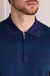 Cesare di Napoli Wool long sleeve polo blue for men - cage pattern. Long sleeve. 100% wool. Closure: Zipper. Country of manufacture: Italy. Care: specialized cleaning - photo 5