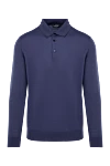 Cesare di Napoli Wool, silk and cashmere long sleeve polo blue for men - Long sleeve. 60% wool, 30% silk, 10% cashmere. Buttons. Country of manufacture: Italy. Care: specialized cleaning - photo 1