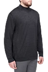 Cesare di Napoli Jumper with high stand neck made of wool, silk and cashmere gray for men - High collar stand. 60% wool, 30% silk, 10% cashmere. Country of origin: Italy. Care: specialized cleaning - photo 3