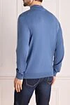 Jumper with turtleneck in wool, silk and cashmere blue for men Cesare di Napoli - High collar stand. 60% wool, 30% silk, 10% cashmere. Country of manufacture: Italy. Care: specialized cleaning - photo 4