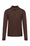 Cesare di Napoli Wool, silk and cashmere long sleeve polo brown for men - Textured pattern. Long sleeve. 60% wool, 30% silk, 10% cashmere. Buttons. Country of manufacture: Italy. Care: specialized cleaning - photo 1