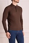 Cesare di Napoli Wool, silk and cashmere long sleeve polo brown for men - Textured pattern. Long sleeve. 60% wool, 30% silk, 10% cashmere. Buttons. Country of manufacture: Italy. Care: specialized cleaning - photo 3