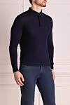 Cesare di Napoli Wool, silk and cashmere long sleeve polo black for men - Textured pattern. Long sleeve. 60% wool, 30% silk, 10% cashmere. Buttons. Country of manufacture: Italy. Care: specialized cleaning - photo 3