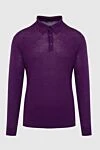 Cesare di Napoli Wool, Silk and Cashmere Long Sleeve Polo Violet for men - Textured pattern. Long sleeve. 60% wool, 30% silk, 10% cashmere. Buttons. Country of manufacture: Italy. Care: specialized cleaning - photo 1