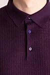 Cesare di Napoli Wool, Silk and Cashmere Long Sleeve Polo Violet for men - Textured pattern. Long sleeve. 60% wool, 30% silk, 10% cashmere. Buttons. Country of manufacture: Italy. Care: specialized cleaning - photo 5