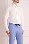 Barba Napoli White shirt for men - 78% cotton, 18% polyamide, 4% elastane. Closure: buttons. Country of origin: Italy. Care: specialized cleaning - photo 3