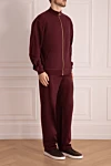 Billionaire Men's sports suit made of cotton and viscose, burgundy - Brand logo on the back. 93% cotton, 7% viscose. Closure: Zipper. Two side pockets. Country of manufacture: Italy. Care: specialized cleaning - photo 3