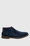 Andrea Ventura Blue suede boots for men - contrast sole. natural fur lining. 100% suede. Country of manufacture: Italy. Care: specialized cleaning - photo 1