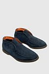 Andrea Ventura Blue suede boots for men - contrast sole. natural fur lining. 100% suede. Country of manufacture: Italy. Care: specialized cleaning - photo 3