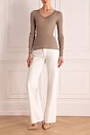Beige silk and cotton blouse for women Max&Moi - lace on the neckline. silk, cotton. Country of origin: France. Care: specialized cleaning - photo 2