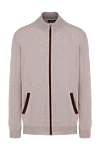 Cesare di Napoli Men's cardigan made of wool and cashmere, beige - Contrast pockets and zipper. 70% wool, 30% cashmere. Closure: Zipper. Two side pockets. Country of manufacture: Italy. Care: specialized cleaning - photo 1