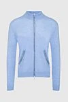 Cesare di Napoli Men's cardigan made of wool and cashmere blue - Contrast pockets and zipper. 70% wool, 30% cashmere. Closure: Zipper. Two side pockets. Country of manufacture: Italy. Care: specialized cleaning - photo 1