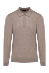 Cesare di Napoli Long Sleeve Polo in Silk, Cashmere and Wool Beige for men - Embossed pattern. Long sleeve. 60% wool, 30% silk, 10% cashmere. Closure: Zipper. Country of manufacture: Italy. Care: specialized cleaning - photo 1