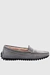 Peserico Gray leather and elastane loafers for women - contrasting sole, stitching. leather, elastane. Interior decoration: fur. Country of manufacture: Italy. Care: specialized cleaning - photo 1