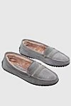 Peserico Gray leather and elastane loafers for women - contrasting sole, stitching. leather, elastane. Interior decoration: fur. Country of manufacture: Italy. Care: specialized cleaning - photo 3