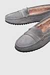 Peserico Gray leather and elastane loafers for women - contrasting sole, stitching. leather, elastane. Interior decoration: fur. Country of manufacture: Italy. Care: specialized cleaning - photo 5