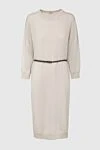 Peserico Beige dress for women - contrasting belt. 70% wool, 20% silk, 10% cashmere. Country of manufacture: Italy. Care: specialized cleaning - photo 1