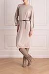 Beige dress for women Peserico - contrasting belt. 70% wool, 20% silk, 10% cashmere. Country of manufacture: Italy. Care: specialized cleaning - photo 2