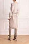 Beige dress for women Peserico - contrasting belt. 70% wool, 20% silk, 10% cashmere. Country of manufacture: Italy. Care: specialized cleaning - photo 4