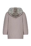 Peserico Beige cardigan for women - zipper. sewn fur hood, textured stripes. two side pockets. 70% wool, 20% silk, 10% cashmere. Country of origin: Italy. Care: specialized cleaning - photo 7