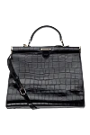 Women's black leather handbag-bag Aspinal of London - textured leather, logo. zipper. genuine leather. Country of origin: Italy. Care: specialized cleaning - photo 4