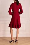 Платье из вискозы и ацетата красное женское Giambattista Valli - молния. рюш, ленты на воротнике. 51% вискоза, 49% ацетат. Страна производитель: Италия. Уход: специализированная чистка - фото 4