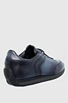 Blue leather sneakers for men Santoni - worn effect. 100% genuine leather. lacing. height 2 cm. Country of manufacture: Italy. Care: specialized cleaning - photo 4