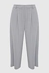 Panicale Gray wool trousers for women - striped pattern, pinches. 96% wool, 4% elastane. zipper, hook. Country of manufacture: Italy. Care: specialized cleaning - photo 1