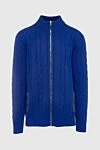 Cesare di Napoli Men's cardigan made of wool and cashmere blue - Relief pattern, knitting. 70% wool, 30% cashmere. Closure: Zipper. Two side pockets. Country of origin: Italy. Care: specialized cleaning - photo 1