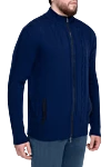 Cesare di Napoli Men's cardigan made of wool and cashmere blue - Relief pattern, knitting. 70% wool, 30% cashmere. Closure: Zipper. Two side pockets. Country of origin: Italy. Care: specialized cleaning - photo 3