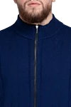 Cesare di Napoli Men's cardigan made of wool and cashmere blue - Relief pattern, knitting. 70% wool, 30% cashmere. Closure: Zipper. Two side pockets. Country of origin: Italy. Care: specialized cleaning - photo 5