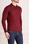 Cesare di Napoli Wool, silk and cashmere long sleeve polo burgundy for men - Embossed pattern. Long sleeve. 60% wool, 30% silk, 10% cashmere. Closure: Zipper. Country of manufacture: Italy. Care: specialized cleaning - photo 3